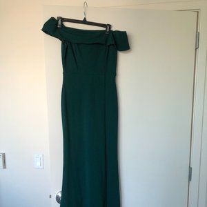 Long Off Shoulder Dark Green Dress